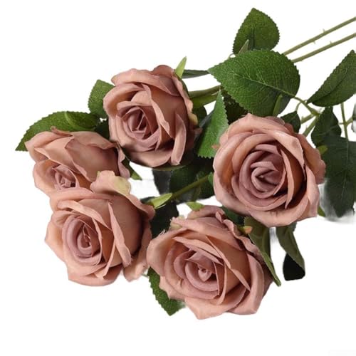 Realistische künstliche Samt-Rosen für Hochzeitsdekoration, perfekt für Blumensträuße, Tafelaufsätze und Blumenarrangements (Kaffee) von SiSinkal