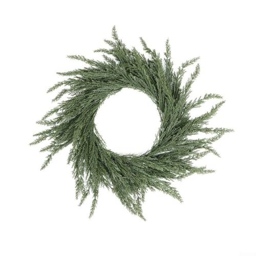 Runder künstlicher grüner Kranz für den Außenbereich für Haustür-Dekoration, hergestellt aus PVC-Material, leicht und geeignet für Wände, Fenster und Kamin-Urlaubsdisplays (20 cm B) von SiSinkal