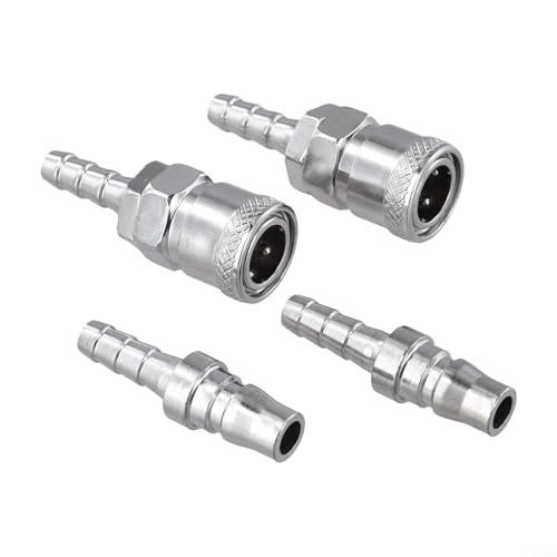 Schnellspanner-Gasschlauch-Kupferdüsenanschluss, 4 Stück, robuste Zinklegierungskupplung mit integriertem Absperrventil für Grill, Wohnmobil, Wohnwagen, Outdoor-Gartenanwendungen von SiSinkal