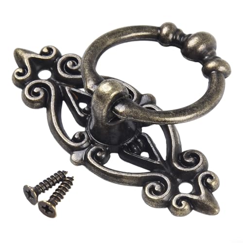 Schubladengriff aus Zinklegierung im Retro-Stil für Ringschränke und Kommoden, Antik-Finish, geeignet für Türen, Bücherregale und Küchenschränke (grüne Bronze) von SiSinkal