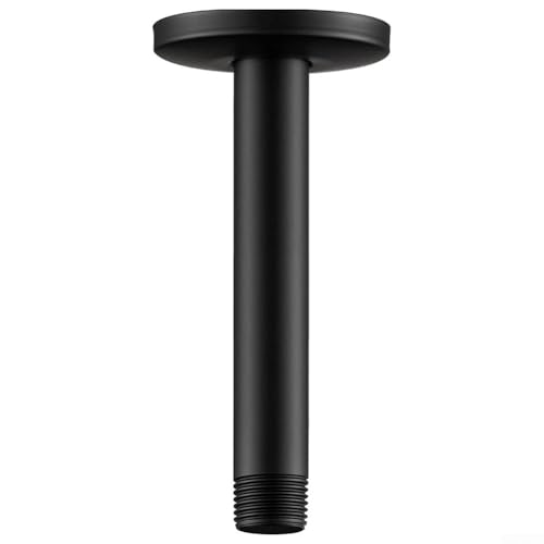 Schwarze Duschverlängerungsstange, Deckenhalterung, Duschkopfhalterung mit Flansch, Edelstahl, Badezimmer-Dusch-Verlängerungsstange für Regenduschkopf, G1/2-Anschluss (20 cm) von SiSinkal
