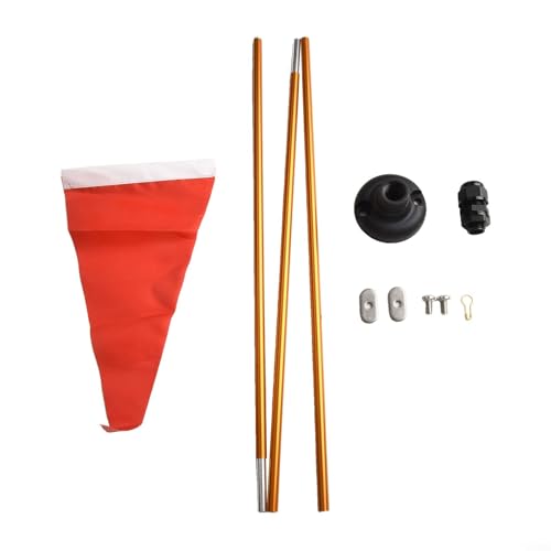 Sicherheits-Flaggen-Basis-Set für Boote, Kanu, 119,4 cm, Schienenhalterung für Kajak, mit Aluminium-Fahnenmast und Nylon-Flagge von SiSinkal