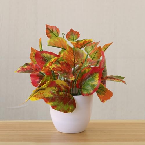 Simulation Topf-Bonsai-Pflanze mit lebensechten Blättern, geeignet für Schreibtisch, Bücherregal, Fensterdisplay und kleine Couchtischdekoration (A) von SiSinkal