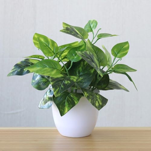Simulation Topf-Bonsai-Pflanze mit lebensechten Blättern, geeignet für Schreibtisch, Bücherregal, Fensterdisplay und kleine Couchtischdekoration (B) von SiSinkal