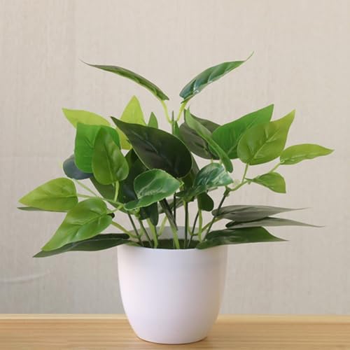 Simulation Topf-Bonsai-Pflanze mit lebensechten Blättern, geeignet für Schreibtisch, Bücherregal, Fensterdisplay und kleine Couchtischdekoration (F) von SiSinkal