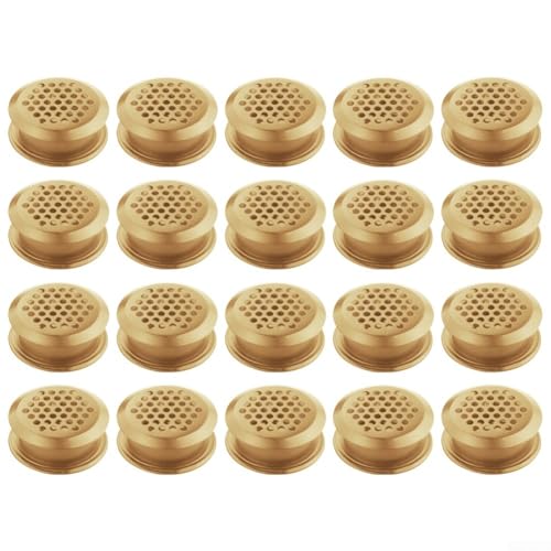 Sisinkal Doppelseitige Abdeckung für Kleiderschrank, Schuhschrank, Lüftungsgitter, 35 mm, Edelstahl, Lüftungsgitter, Loch, runder Einsatz, Louvre für Möbel, Aufbewahrungsschrank, Gold-Finish (20 Stück Sisinkal Doppelseitige Abdeckung für Kleiderschrank, Schuhschrank, Lüftungsgitter, 35 mm, Edelstahl, Lüftungsgitter, Loch, runder Einsatz, Louvre für Möbel, Aufbewahrungsschrank, Gold-Finish (20 Stück von SiSinkal