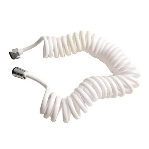 Sisinkal Einziehbarer Brauseschlauch, PU-Feder, flexibler Badezimmerschlauch, erweiterbar, Wasserschlauch mit Spiral-Design, für Handbrause, Wandmontage, grau-weiß (3 Meter weiß) von SiSinkal
