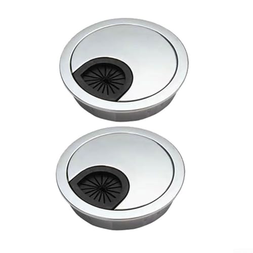 Sisinkal Kabelabdeckung für Schreibtisch, Zinklegierung, Drahtmanagementsystem für Büro, Zuhause, Computertisch, abnehmbares Design, Perlsilber, 60 mm, 2 Stück von SiSinkal