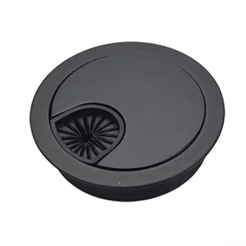 Sisinkal Kabelabdeckung für Schreibtisch, Zinklegierung, Drahtmanagementsystem für Büro, Zuhause, Computertisch, abnehmbares Design (schwarz, 53 mm) von SiSinkal