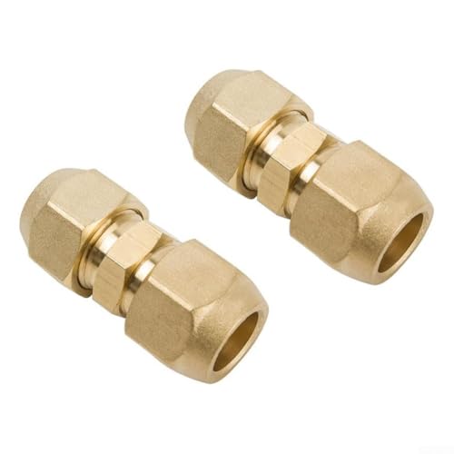 Sisinkal Kupferrohr Doppelnippel Verbinder Verlängerung für Klimaanlagen Messing Fittings 1/10.2 cm 3/20.3 cm 1/5.1 cm 5/20.3 cm Gold 2 Pack Glatte Verbindung von SiSinkal