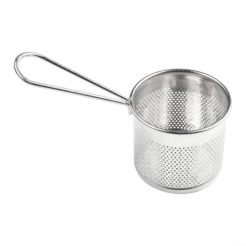 Sisinkal Nudelsieb Edelstahl Mesh Spinnensieb für Pasta Nudel Knödel Küchenwerkzeug mit Holzgriff Tiefes Korbdesign Große Kapazität Geeignet für Gemüse Obst Pommes(A) von SiSinkal