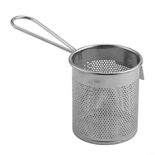 Sisinkal Nudelsieb Edelstahl Mesh Spinnensieb für Pasta Nudel Knödel Küchenwerkzeug mit Holzgriff Tiefes Korbdesign Große Kapazität Geeignet für Gemüse Obst Pommes (B) von SiSinkal