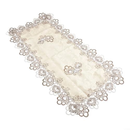 Sisinkal Rechteckige europäische bestickte Spitzentischdecke 50 x 100 cm Polyester Couchtisch Abdeckung hohl geschnitzt Vintage Stil Zuhause Esszimmer Küche Dekoration (1) von SiSinkal