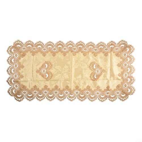 Sisinkal Rechteckige europäische bestickte Spitzentischdecke 50 x 100 cm Polyester Couchtisch Abdeckung hohl geschnitzt Vintage Stil Zuhause Esszimmer Küche Dekoration (3) von SiSinkal