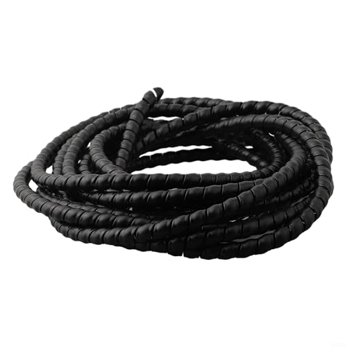 Sisinkal Schwarzer Hydraulikschlauchschutz, Kabelschutz, spiralgewickelte Rohrabdeckung für mechanische Öl-Wasser-Klimaanlagen-Rohre, 5 m Länge, D-8/10/12 mm (D-12 mm) von SiSinkal
