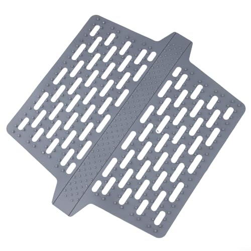 Sisinkal Silikon-Sattelmatte, Küchenspüle, Trennmatte, hitzebeständiges Pad mit gemusterter Linienstruktur für Spüle, ausgehöhltes Design, grau, 32,3 x 27,2 cm von SiSinkal