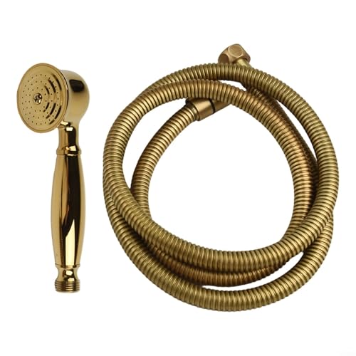 Sisinkal Vintage Handbrause, abnehmbarer Messing-Badezimmerbefestigung, wassersparend, Hochdruckspray, rostbeständig, 150 cm Schlauch von SiSinkal