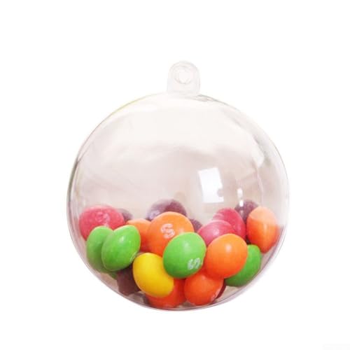 Transparente Kunststoff-Weihnachtskugel, transparent, befüllbar, Ornament, Ball, DIY-Dekoration mit Aufhängeschlaufe für Baum, Party, Zuhause oder Einkaufszentrum, wiederverwendbar, hohles Design für von SiSinkal