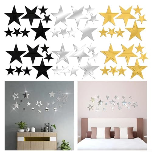 Wandaufkleber, 19 Stück, Acryl, 1 mm, dreidimensionales Set, zur Verbesserung der Helligkeit und Stil des Raumes (Silber) von SiSinkal