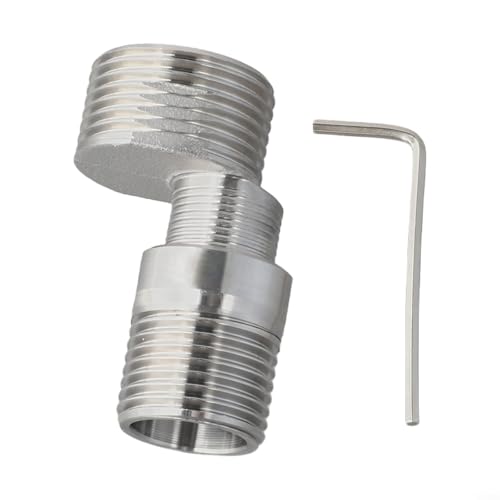 Wasserhahn-Adapter aus Edelstahl, 360 Grad verstellbar, mit gebogenem Boden und Exzenterschrauben-Eckverbinder für vielseitige Rohr- und Schlaucharmaturen in Küche und Bad von SiSinkal