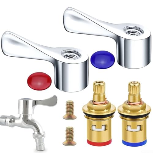 Wasserhahn-Ventilkartusche aus Messing und Keramik mit Metallhebelkopf für Autoarmaturen G1/2-Gewinde Standard-Ersatz für Wasserarmaturen in Haus und Fahrzeug (Warmwasserzeichen) von SiSinkal
