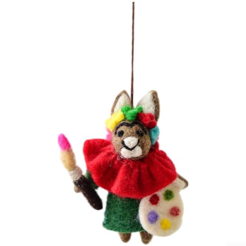 Weihnachtsbaumschmuck aus natürlichem Wollfilz, handgefertigt für Urlaubsdekoration, mit einzigartigen für festliche Charaktere und leichtem Design (Zeichnung eines Hamsters) von SiSinkal