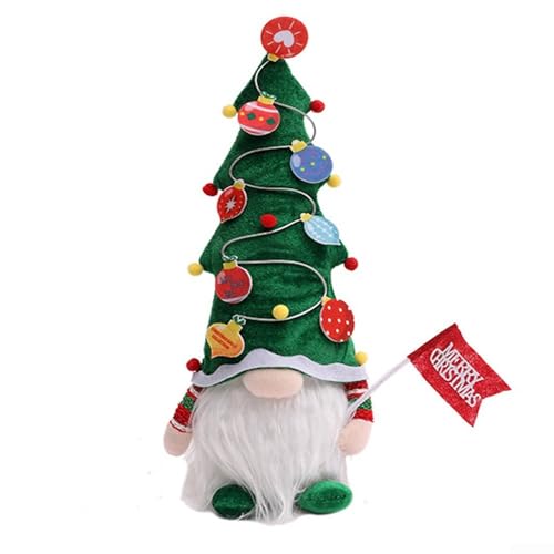 Weihnachtsdekoration für Zuhause und Party mit Plüsch-Tomte-Zwerg verleiht Kaminsims, Tischen und festlichen Displays skurrile Urlaubsstimmung (grün) von SiSinkal