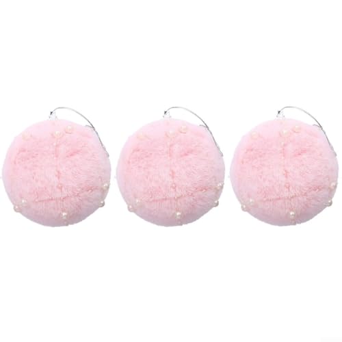 Weihnachtskugel-Ornamente für Baumdekoration, Plüschkugeln mit Perlenverzierungen für Urlaub, Hochzeit, Party und Heimdekoration, leicht und (rosa 8 cm) von SiSinkal