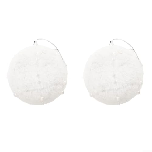 Weihnachtskugel-Ornamente für Baumdekoration, Plüschkugeln mit Perlenverzierungen für Urlaub, Hochzeit, Party und Heimdekoration, leicht und (weiß, 10 cm) von SiSinkal