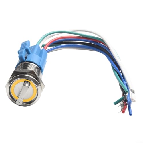 Zuverlässiger 19 mm Drehschalter 3 Positionen 2NO 2NC 12 24V mit LED-Anzeige für schwache Lichtverhältnisse (gelb) von SiSinkal