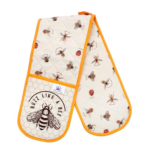 SixSigma Sports Doppelte Ofenhandschuhe, hitzebeständig, Baumwolle, zum Kochen, Backen, Küchenhandschuhe, Topflappen, Geschenk für Männer und Frauen (Hellbraun) von SiXsigma Sports