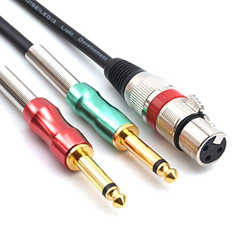 SiYear XLR Buchse zu Dual 6.35mm 1/4" TS Y Splitter Kabel, Doppel 6.35mm Mono Stecker (1/4 Zoll) zu XLR 3Pin Stecker Stereo Mikrofon Audio Konverter Kabel(10FT/3M) von SiYear