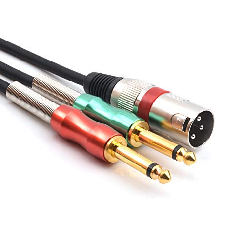SiYear XLR Stecker zu Dual 6.35mm 1/4" TS Y Splitter Kabel, Doppel 6.35mm Mono Stecker (1/4 Zoll) zu XLR 3Pin Stecker Stereo Mikrofon Audio Konverter Adapter Kabel(3.3FT/1M) von SiYear