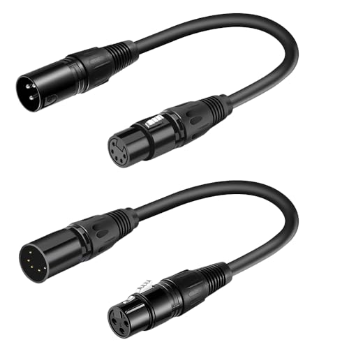 SiYear XLR-Stecker 3-polig auf XLR-Buchse 5-polig und XLR-Buchse 3-polig auf XLR-Stecker, 5-poliges Audiokabel, für Mikrofon, DMX, Bühnenlicht, Turnaround usw. (1 Set/2 Stück) von SiYear