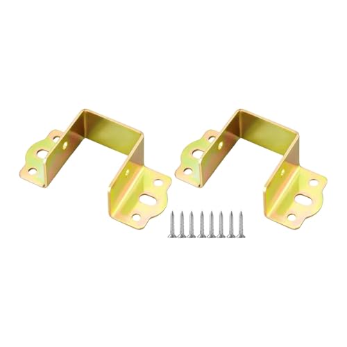 SiaBiced 2 Stück Bettbeschläge Als Bettrahmenhalterungen Und Bettverbinder Zur Wackelfreien Montage mit Schrauben Aus Stahl für Etagenbetten Und Zum Aufrüsten, Gold von SiaBiced