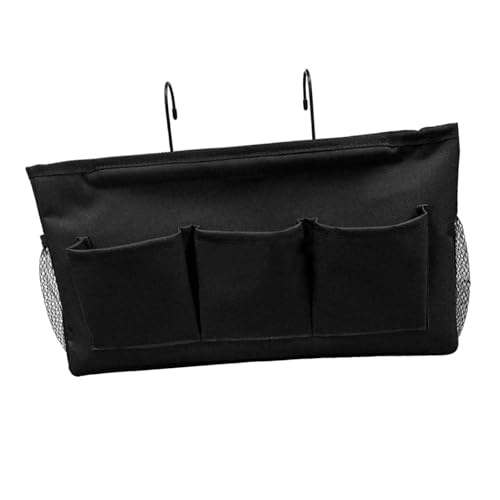SiaBiced Betttasche Hängeorganizer Bettablage Nachttisch Organizer Hängetasche mit Robuster Konstruktion Und Haken für Schnelle Anbringung für Hochbetten Und S, Schwarz von SiaBiced