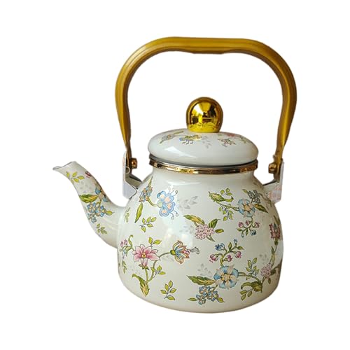 SiaBiced Emaille Teekanne mit Abnehmbarem Sieb 1.2L Kapazität Stovetop Wasserkocher für Tee Kaffee Und Camping, Blume von SiaBiced