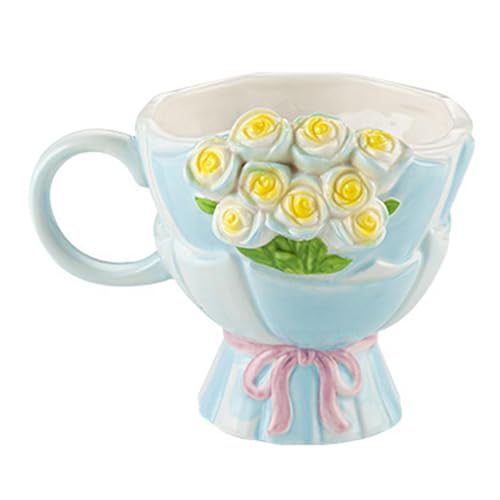 SiaBiced Kaffeetasse mit Blumenmuster, 360 Ml, ideal für Cappuccino und heiße Getränke, Blau SiaBiced Kaffeetasse mit Blumenmuster, 360 Ml, ideal für Cappuccino und heiße Getränke, Blau von SiaBiced