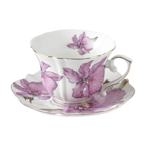 SiaBiced Kaffeetasse mit Untertasse Latte Art Tasse Cappuccino Becher Vintage Porzellan Tasse mit für Büroarbeit Frauen Geschenk Wohnzimmer, 200 Ml SiaBiced Kaffeetasse mit Untertasse Latte Art Tasse Cappuccino Becher Vintage Porzellan Tasse mit für Büroarbeit Frauen Geschenk Wohnzimmer, 200 Ml von SiaBiced