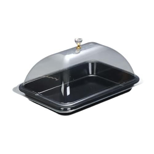 SiaBiced Kuchenplatte Servierschale Transparent Deckel Staubschutz Lebensmittelabdeckung für Backstube Buffet Dessertladen Küche, Schwarz von SiaBiced