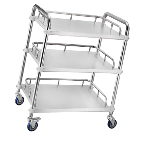 SiaBiced Küchenwagen mit 4 Bremsrollen, 45 x 35 x 86 cm, leise Räder, multifunktionales Rollregal für Gastronomie von SiaBiced