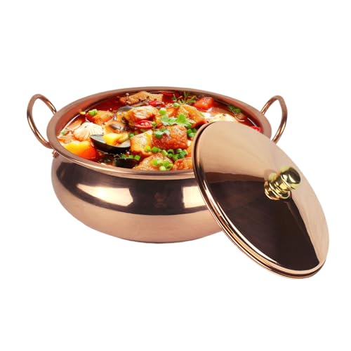 SiaBiced Kupfer Suppe Topf Kochen Topf Kochgeschirr Verbund Boden Suppentopf Heißer Topf Pfanne Party Haushalt, 26CM von SiaBiced