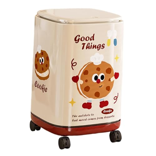 SiaBiced Mülleimer mit Rädern und Deckel, Badezimmer, doppelschichtiger Mülleimer, tragbarer modischer Mülleimer für Gästezimmer, Wohnzimmer, Café von SiaBiced