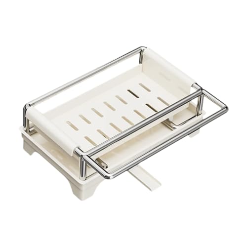 SiaBiced Spülbecken Organizer Als Küchenhelfer Halter für Spülbürste Und Schwamm Spülkorb Aus Edelstahl mit Ablauf für Die Organisation auf Der Arbeitsplatte, Beige von SiaBiced