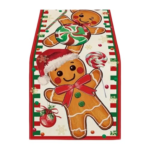 SiaBiced Weihnachts-Tischläufer, Tischset, Weihnachtsdekoration, Bauernhaus-Tischdecke, rechteckige Tischdecke für Couchtisch, Lebkuchenmann von SiaBiced