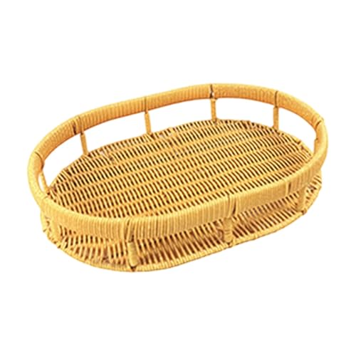 SiaBiced Woven Basket Servierschale Dekotablett Tablett aus Geflochtenem Material mit Handgriffen für Snack Getränke Zuhause, L SiaBiced Woven Basket Servierschale Dekotablett Tablett aus Geflochtenem Material mit Handgriffen für Snack Getränke Zuhause, L von SiaBiced