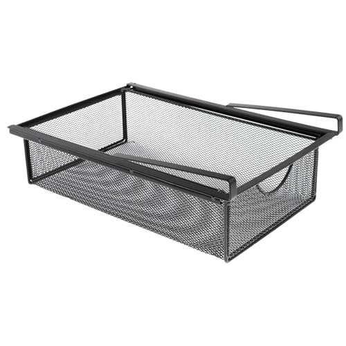 SiaBiced unter Dem Regal Drahtkorb, Ausziehbare Schublade für Kleiderschrank Und Büro, Schwarz von SiaBiced