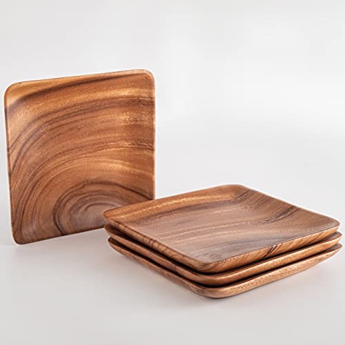 Quadratischer Teller aus Akazienholz, 17,8 cm, handgefertigt, moderner Stil, umweltfreundlich, nachhaltig hergestellt, für Küche und Essgeschirr von SiamMandalay