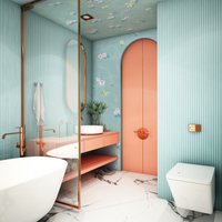 Blumen Bad Wandbild Tapete Blau von SianZeng