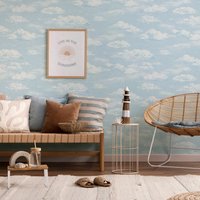 Wolken Tapete in Blau, Himmel Tapete, Kinderzimmer Bewölkter Wallpaper, Kinder Wanddeko von SianZeng